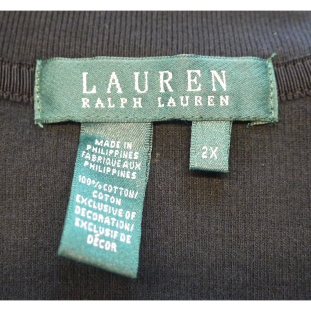 Lauren RALPH LAUREN black cardigan cotton sweater soft knit gold snaps Women 2XL - Picture 4 of 4